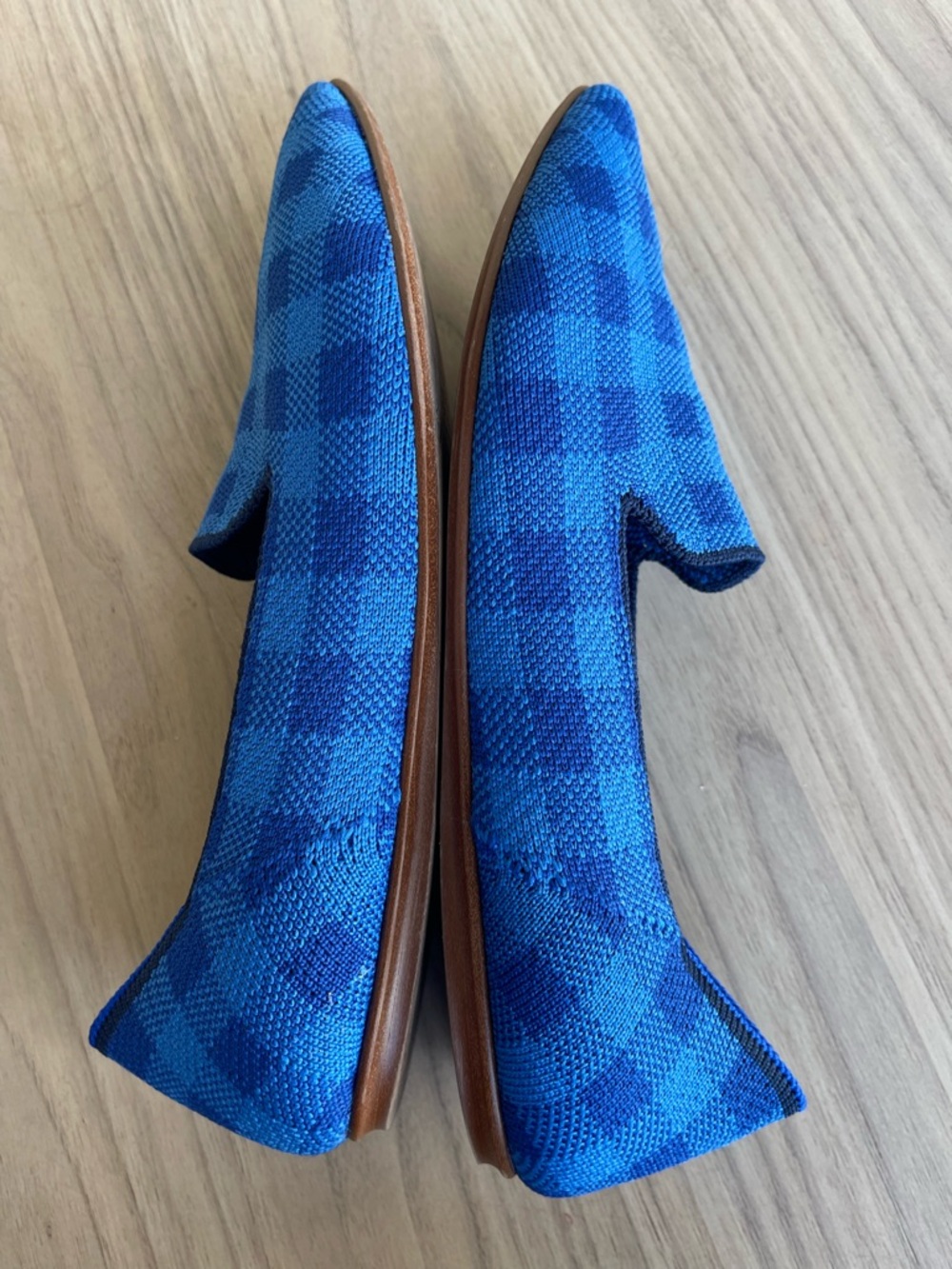 Rothy's Blue Knit Slip-On Flats with Green Insole - Picture 6 of 12